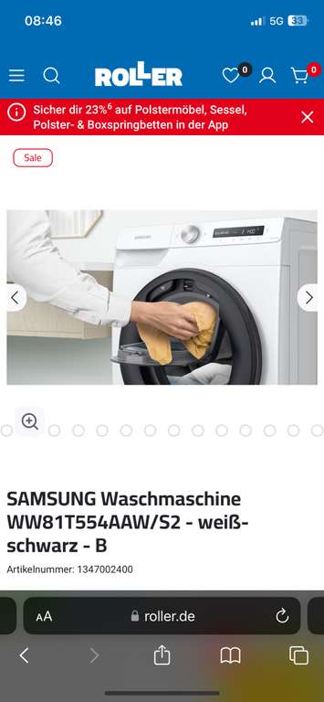Samsung Add Wash Waschmaschine WW81T554AAW/S2