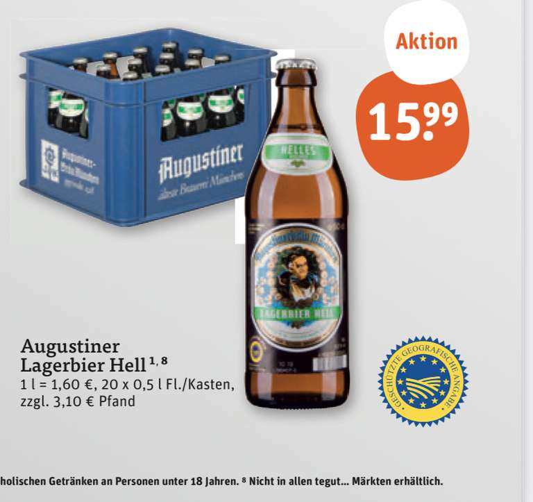 [tegut Bayern] Augustiner Lagerbier Hell 20x0,5 l