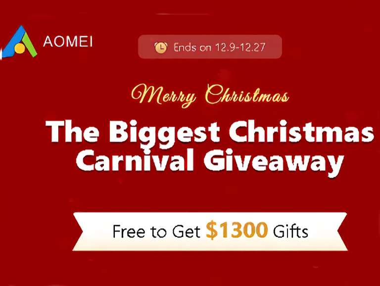 [aomei] Christmas Carnival Giveaway (21 Programme für Windows gratis)