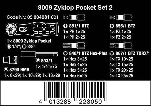 Wera 8009 Zyklop Pocket Set 2 , 18-teilig