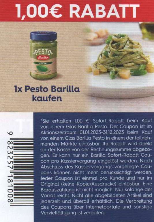 [Edeka Nord / Hannover-Minden] Barilla Pesto verschiedene Sorten für 1,39€ (Angebot + EdekaApp + Coupon)