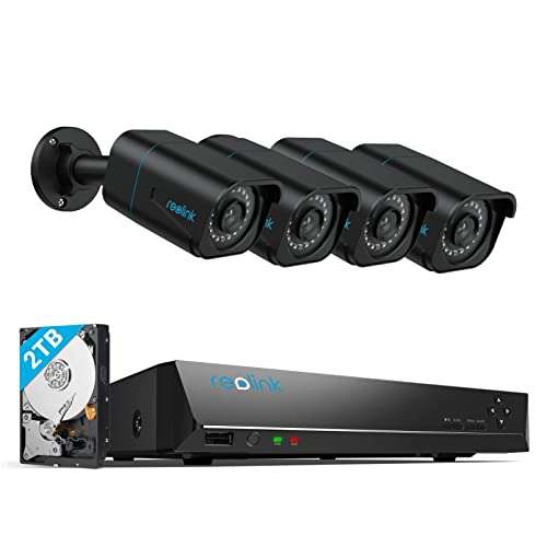 [amazon Black Friday Week] Fast Bestpreis Reolink 4K 8MP Überwachungskamera Set RLK8-810B4-A 4X 8MP PoE IP Cams + 8CH 2TB HDD NVR 24/7