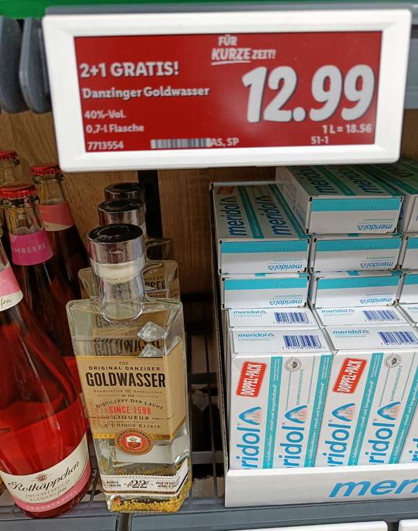 Lidl 2+1 Aktion 3x Absolut Wodka für eff. 7,32€ je Flasche | Danziger Goldwasser eff. 8,66€