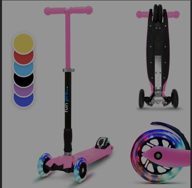 Fun Pro ONE Roller (Schwarz) und Fun Pro TWO (Rosa), Scooter für Kinder, Dreirad-Kinderroller