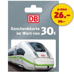 [Rewe] Deutsche Bahn 30€ Geschenkkarte für 26€