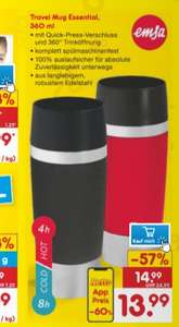 Netto MD ab 22.01.: Emsa Travel Mug Essential 360ml mit App-Rabatt für 13,99 €, mit 20 % Coupon 11,19 €