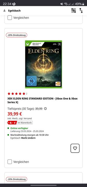 Elden Ring Standard Edition (PS5) Abholung 31,99€