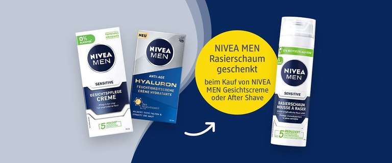 Nivea Men Gesichtscreme oder Aftershave kaufen und Rasierschaum gratis erhalten