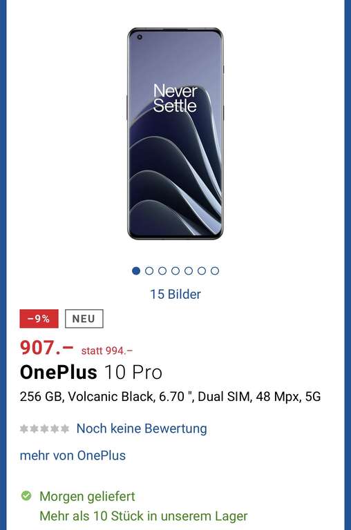 (Schweiz) OnePlus 10 Pro 256GB Volcanic Black
