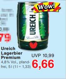 Jawoll Sonderposten Märkte - Bier Eichbaum Ureich Lagerbier Premium 5 Liter Partyfass