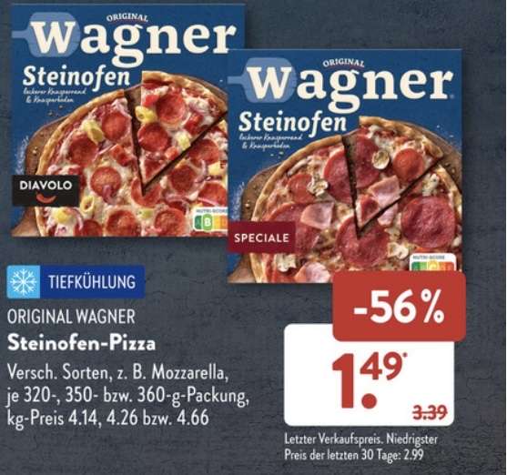 Bei ALDI Süd: Original Wagner Steinofen Pizza