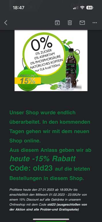 Green Cola 15% Rabatt