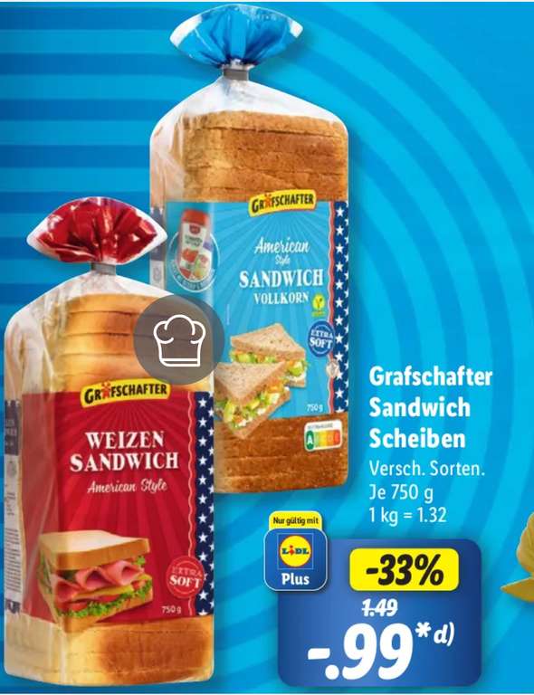 Toastbrot/Sandwichscheiben Vollkorn und Weizen | Lidl (Lidl Plus)