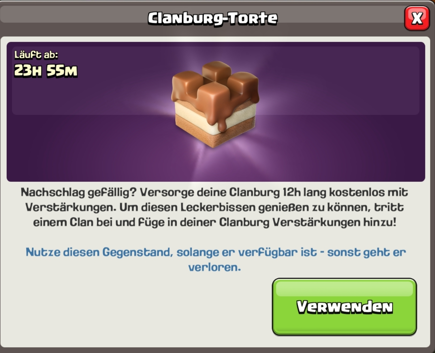 Clash of Clans Gratis Clanburg-Torte