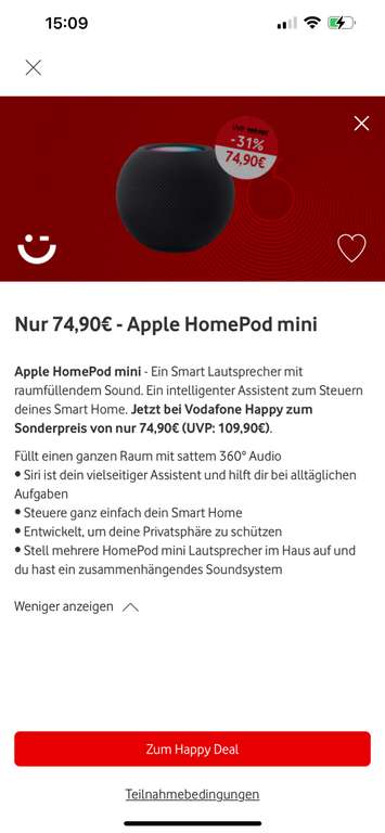 Apple HomePod Mini Space Grau - Vodafone Happy