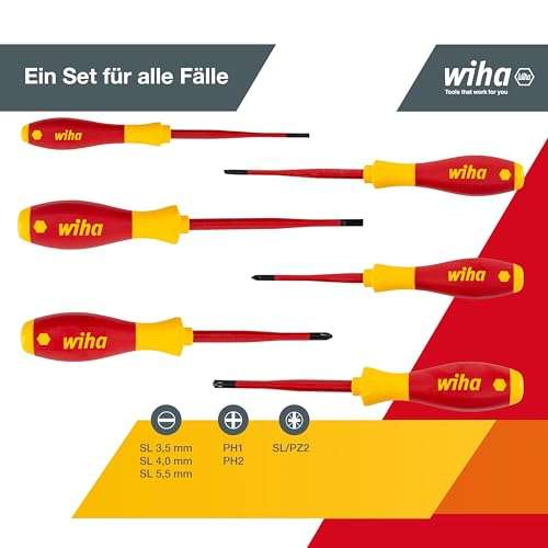 Wiha Schraubendreher Set SoftFinish electric slimFix (38362), 6 tlg. für 22,95€ (Amazon Prime)