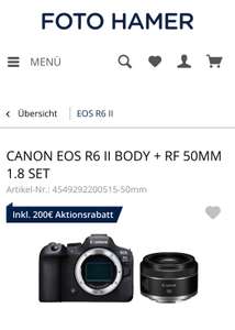 CANON R6 II zum Netzpreis mit Kostenlosem 50mm 1.8