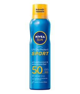 Amazon Prime : NIVEA SUN UV Dry Protect Sport Sonnenspray LSF 50 (200 ml), 100% transparenter und erfrischender Sonnenschutz