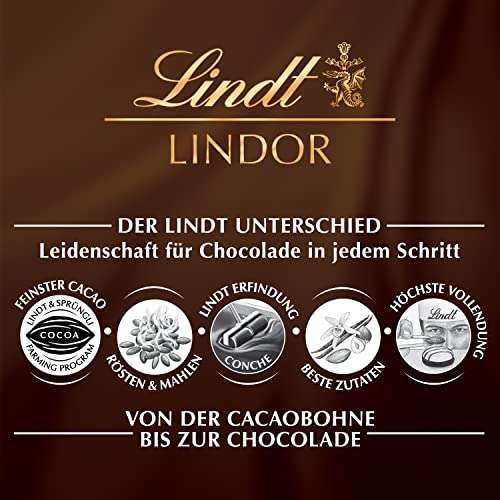 Lindt LINDOR Schokoladen Kugeln Vollmilch | 1 kg Beutel, wiederverschließbar | ca. 80 Schokoladen Kugeln, Großpackung (Prime)