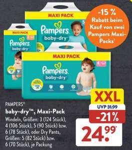 [ALDI SÜD] 2x Pampers baby-dry Windeln oder Pants Maxi Pack