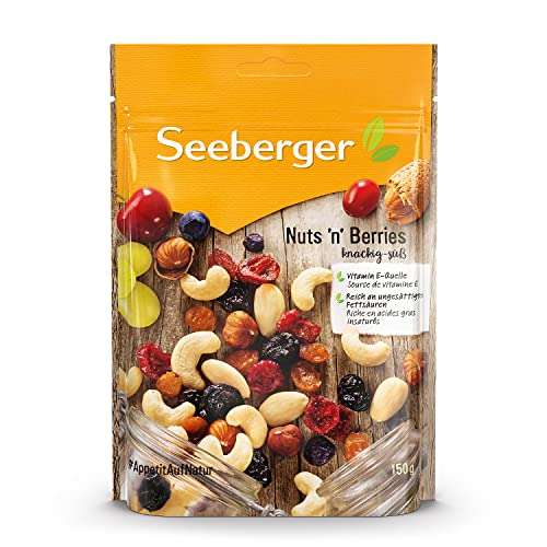 [PRIME/Sparabo] Seeberger Nuts´n Berries 5er Pack, Edle Mischung aus knackig-süßen Mandeln, Cashewkernen, Etc., vegan (5 x 150 g)