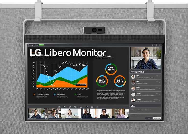 LG 27BQ70QC-S Monitor (27", 2560x1440, IPS, 75Hz, 350nits, HDMI, USB-C DP & 65W PD, abnehmbare Webcam, Standfuß mit Hängevorrichtung)