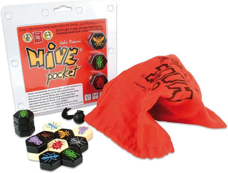 Hive Pocket | Brettspiel (Taktikspiel / Legespiel) für 2 Personen ab 9 Jahren | ca. 20 Min. | BGG: 7.7 / Komplexität: 2.28
