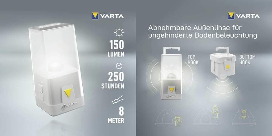 Prime] VARTA Outdoor Ambiance LED (3x | L20 oder L10 mydealz IP54 geschützt 1x spritzwasser 23,73€ Dimmfunktion 11,67€) | für Campinglampe für mit