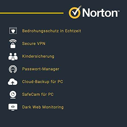 Norton 360 Premium 2022 | 10 Geräte | Antivirus | Unlimited Secure VPN & Passwort-Manager | 1 Jahr | PC/Mac/Android/iOS | Aktivi. per Email