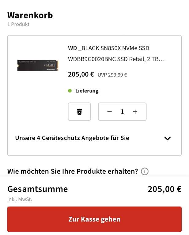 WD_BLACK SN850X SSD 2TB M2 NVMe - wieder für 205€ verfügbar (191,68€ möglich mit Shoop-Cashback)