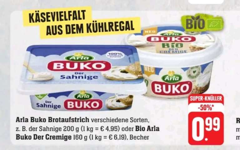 Arla Buko Dänischer Frischkäse versch. Sorten für nur 0,49 € je 200 g Packung (Angebot + Coupon) [ Edeka Südwest ]