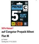 (Rewe App) 50 % Rabatt auf Congstar Prepaid Starterset Allnet Flat M und Prepaid Wunschmix