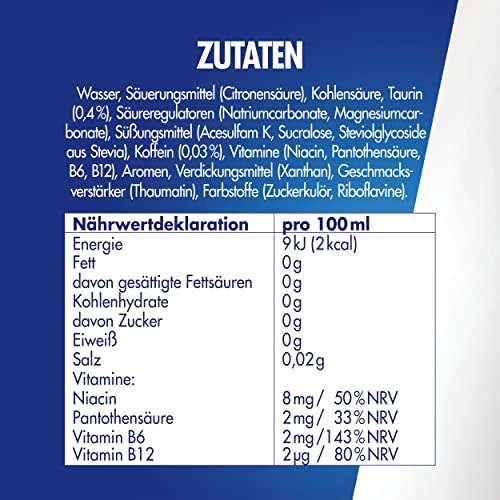 Red Bull(Österreich) Energy Drink Zero Calories, Zuckerfrei, 24 x 250 ml Prime Sparabo Spar-abo