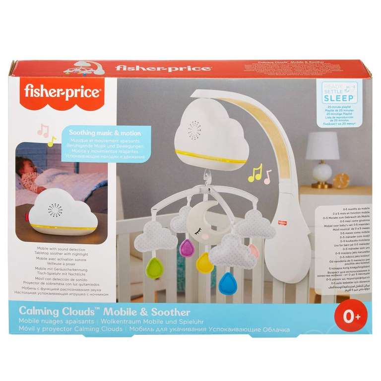 Fisher-Price GRP99 - Traumhaftes WolkenMobile und Spieluhr mit Geräuschsensor zur automatischen Aktivierung für Babys und Kleinkinder, PRIME
