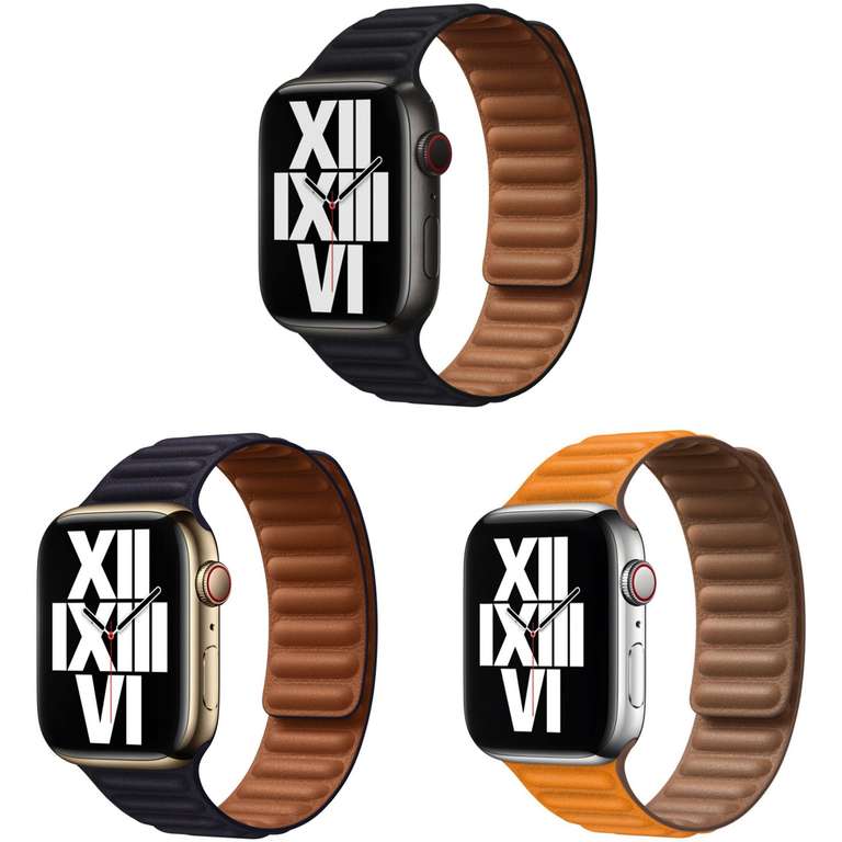 Apple Leather Link Armband für die Apple Watch Series 1-9 / SE / Ultra (2) | magnetischer Verschluss | in Midnight / Ink