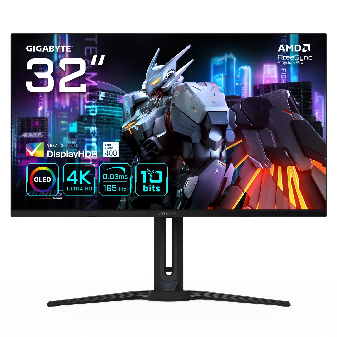 Gigabyte Aorus FO32U 31,5" 4K QD-OLED Gaming Monitor - 165Hz, 0,03ms, HDMI 2.1/DP/USB‑C + Hoodie