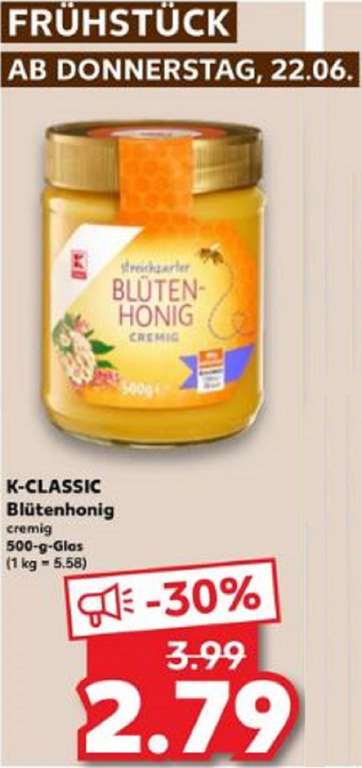 [Kaufland] K-Classic Blütenhonig Cremig 500-g-Glas