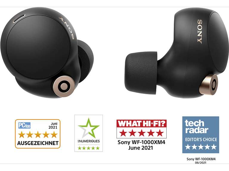 SONY True Wireless Bluetooth In-Ear Kopfhörer WF-1000XM4 mit Geräuschminimierung, schwarz für 166 anstatt 279