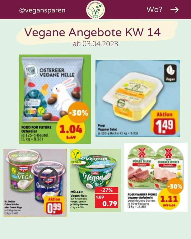 Vegane Angebote im Supermarkt & vegan Sammeldeal (KW15 10.04. - 16.04.)