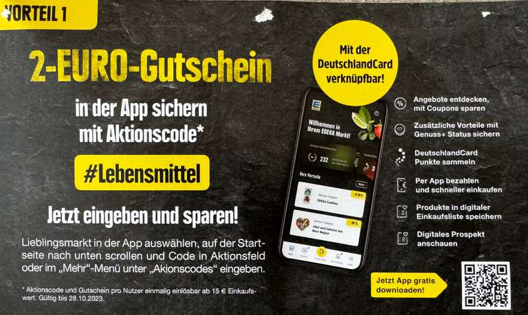 2€ geschenkt ab 15€ MEW bei Edeka mit der Edeka-App (Bayern)