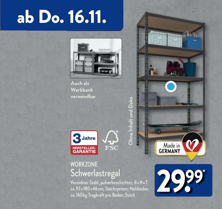 TKT Schwerlastregal 180x92x46 160kg/Boden bei Aldi Nord im Markt