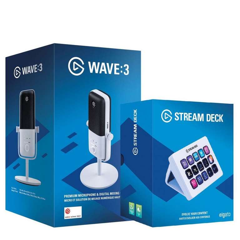 Elgato-Bundle – Wave:3 USB-Mikrofon & Stream Deck MK.2 (weiß)