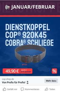 Cop shop koppel - Dienstkoppel COP 92OK45, COBRA Schließe, ohne Klett, 45 mm