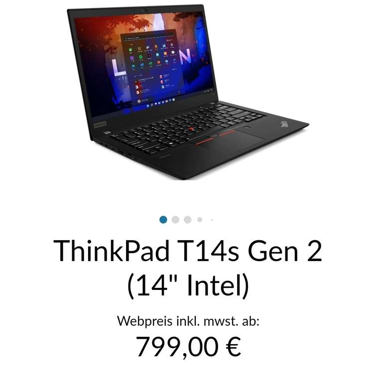 [student] Lenovo Thinkpad T14s Gen 2 8/256 400 Nits WWAN Für Normalos 849€