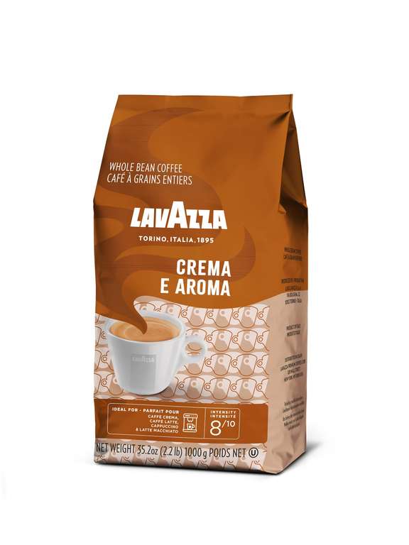 Lavazza, Crema e Aroma, Arabica und Robusta Kaffeebohnen, Ideal für Espressomaschinen oder KVA, 1 kg [PRIME/Sparabo; für 8,79€ bei 5 Abos]