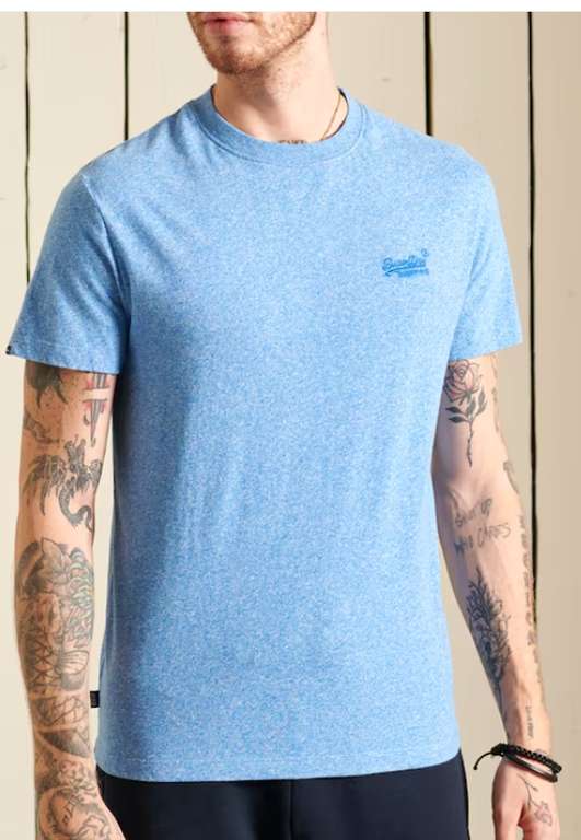 Superdry Basic Herren Shirt in melierten Farben Blau, Grau