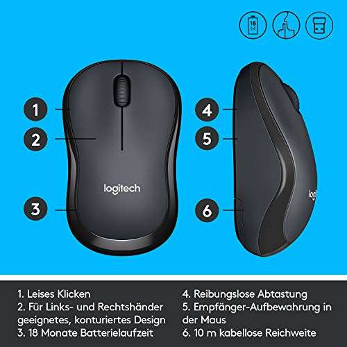 Logitech M220 Silent Maus, schwarz, USB für 12,99€ inkl. Versand (Amazon Prime)