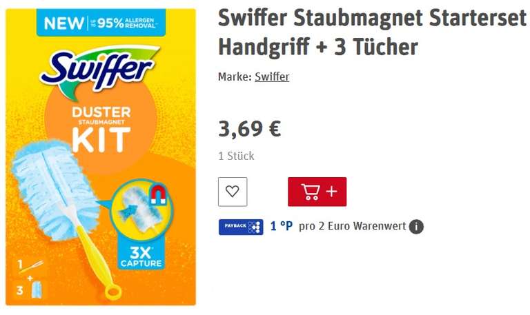 REWE] Swiffer Staubmagnet Starterset - 2,19€ mit Coupon + 50 Payback  Extrapunkte