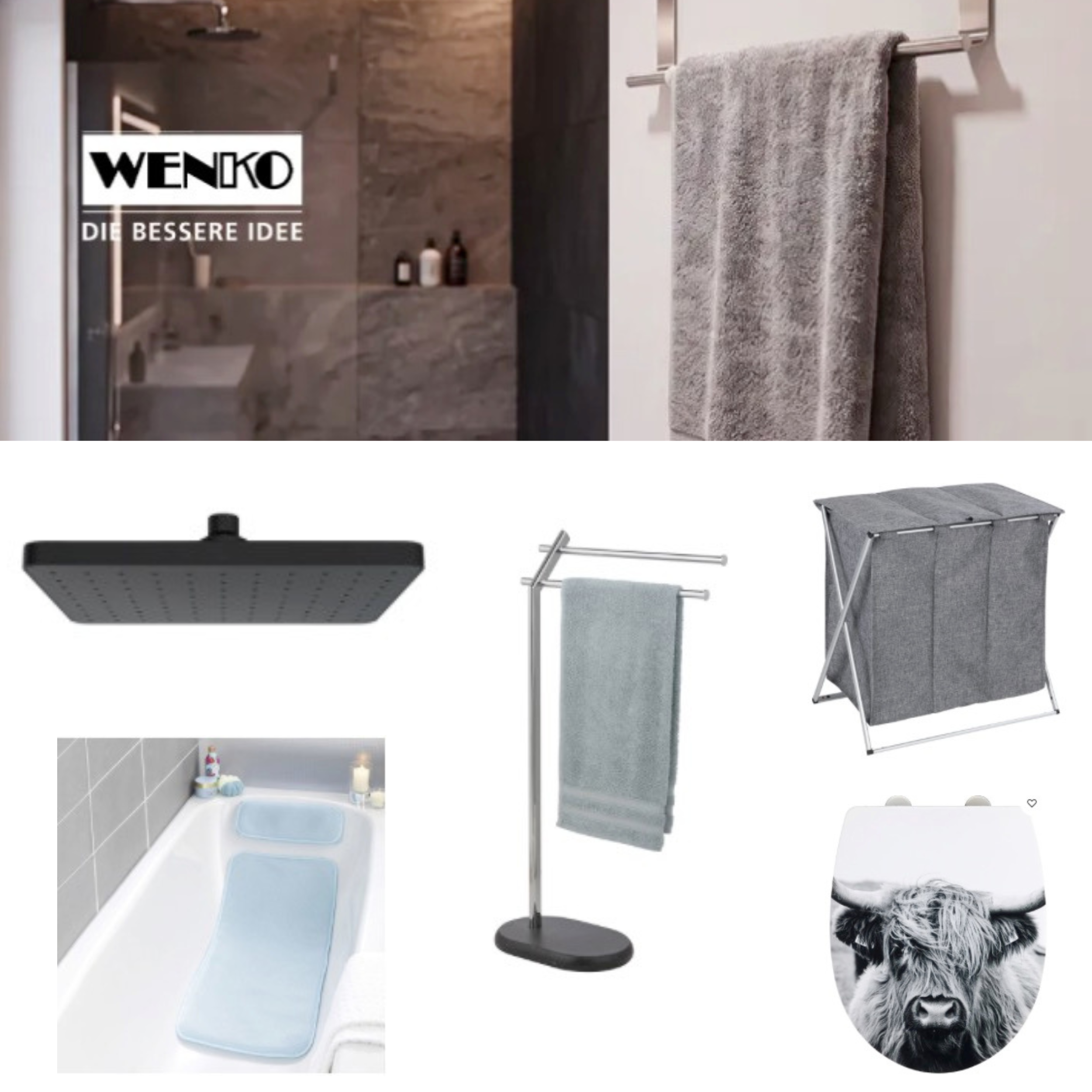 WENKO Bad- & Haushaltsartikel | z. B. Regenduschkopf 14,94 €, Wäschekorb Trio 12,94 €, Handtuchständer Puro 22,94 € inkl. VSK u. v. m.