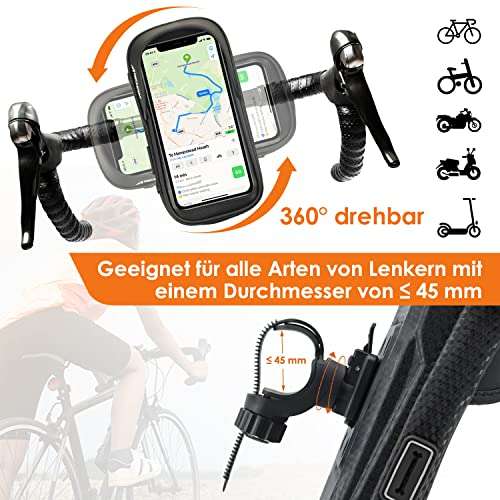 Handyhalterung für Fahrrad und Motorrad 360 Grad drehbar (Prime/Packstation)